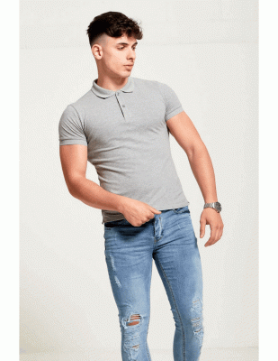 Grey Basic Slim Fit Polo T-Shirt18